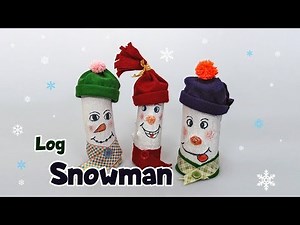 DIY Log Snowman - How to make snowman with log . Easy snowman decoration