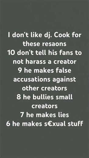 Reasons why I don’t like dj cook