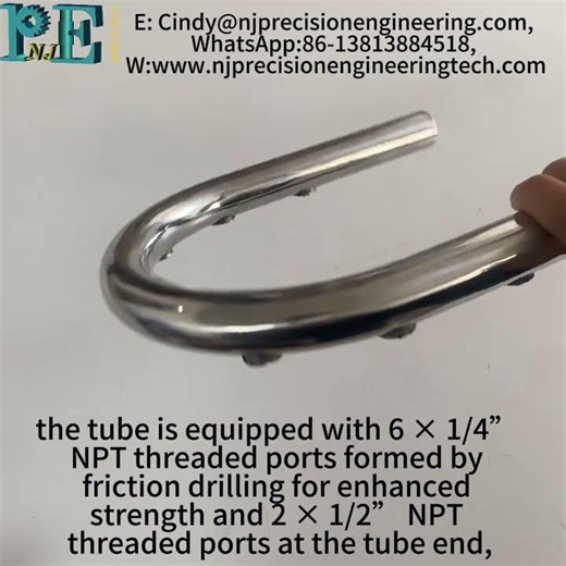 Custom Tube Bending Service 304 Stainless Steel Engine Threaded Cooling Bend Pipe