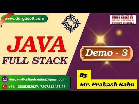 JAVA FULL STACK tutorials || Demo - 3 || by Mr. Prakash Babu On 17-09-2026 @6PM (IST)