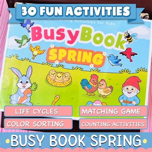 Spring Busy Book Printable | Toddler Learning Activities | Preschool Montessori PDF - Etsy