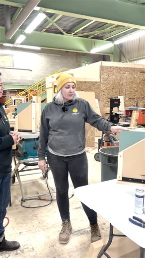 You might not know this, but every wall sample and sales asset is dreamed up, designed, and produced in-house by our powerhouse, women-led marketing team. Come hang out in the workshop with Janna and Edith and see how it all comes together. Follow along for more tips, tricks, and behind-the-scenes moments. #womeninthetrades #timberboard #continuousinsulation #buildinginnovation #insulatebetterlivebetter #timberhp #woodfiberinsulation #timberfill | Timberhp