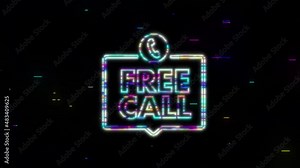 Free call. Information technology. Telephone Glitch icon. Customer service. Motion Graphic Stock Video