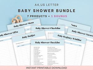 Blue Baby Shower Planner Bundle: Checklist, Budget, Guest List (PDF Download) - Etsy