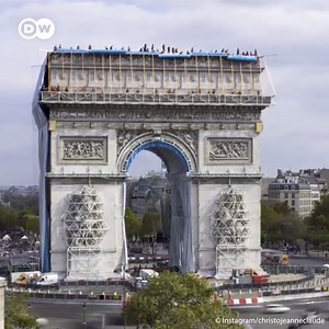 36K views · 438 reactions | The wrapping of Paris’ Arc de Triomphe is in full swing. Until October 3, the famous Parisian landmark will be wrapped in 25.000 square meters of fabric and 3.000 meters of red rope. The artwork was the idea of Bulgarian-born artist Christo, who passed away last year, and his wife Jeanne-Claude. Since the couple can’t no longer realize the project themselves, Cristo’s nephew Wladimir Jawaschew is coordinating the project. | DW Euromaxx | Facebook