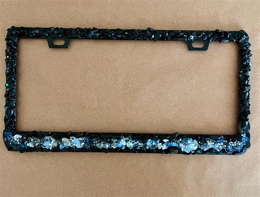 Black Obsidian Crystal License Plate Frame Protection Crystals for Car | Gift for New Driver | Boho Car Accessories Women Icey Blue Crystal - Etsy