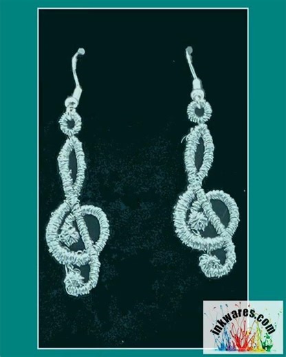 Treble Clef Embroidered Earrings
