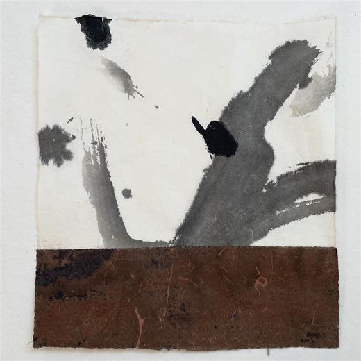 Janine Brown | Minimalist ink on mulberry paper collage, 9x8” | Instagram