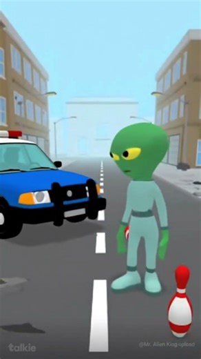 Alien Driving a Police Car