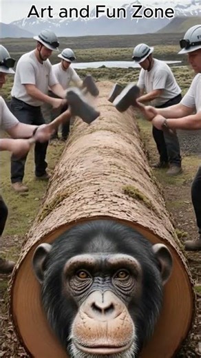 Chimp Stuck in a Log #animals #funny #shots