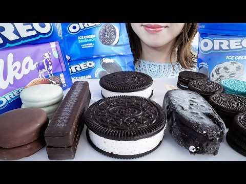 【ASMR】OREO DESSERTS ICE CREAM CHOCOLATE【EATINGSOUNDS/SUBTITLED】