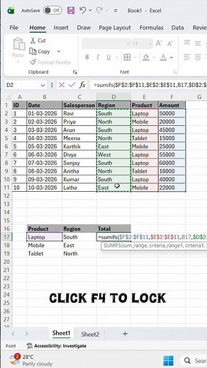 SUMIFS Function in Excel | Sum with Multiple Conditions