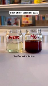 If you want to be more intentional about teaching your kids about Jesus, you’re in the right place 🤍 Supplies needed: ⁃ Me Jar: Water & Iodine ⁃ Jesus Jar: Bleach or Vitamin C Pour the bleach into the jar with iodine and the color with disappear. If using Vitamin C, crush up the tablets and mix them with the contents in the Me jar. “But if we walk in the light, as he is in the light, we have fellowship with one another, and the blood of Jesus, his Son, purifies us from all sin.” 1 John 1:7 #obj