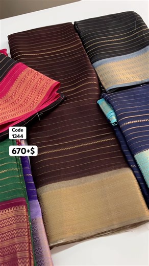 Dola zari lining pattern saree with bentex gap border 2 colour shade saree & Contrast blouse