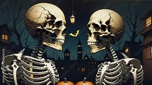 Generative ai animation of two skeletons facing each other - Generative AI