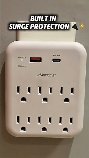 Maxxima’s 6 Outlet Adapter with Type-C / A USB Charging Ports, 5V 3.1A, Grounded Plug Adapter