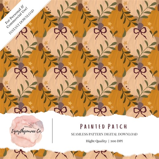 Pumpkin Patch Seamless Pattern: Fall Fabric Design (PNG Download 300 DPI) - Etsy