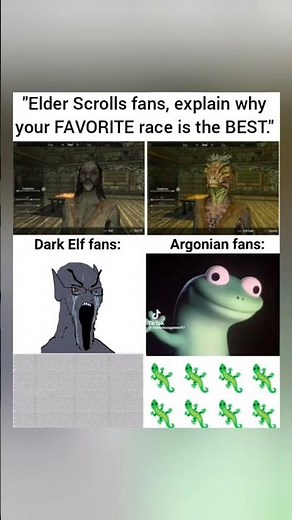 Dark Elf fans VS Argonian fans #skyrim #elderscrolls #darkelf #dunmer #argonian #theelderscrolls