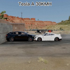 Nissan GTR vs Tesla at Different Speeds Crash Test | Gerock YT