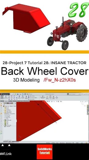 28- 3D Draft |Tractor|: Back Wheel Cover #3d #solidworks #tutorial #cad #engineering #automobile
