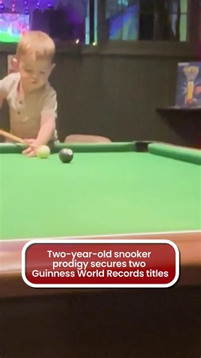 Two-year-old snooker prodigy Jude Owens secured two Guinness World Records titles, becoming the youngest person ever to make a pool bank shot and a snooker double. | The Mirror