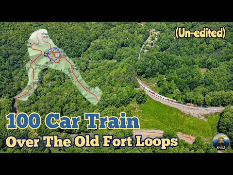A 100 Car Train Over The Old Fort Loops