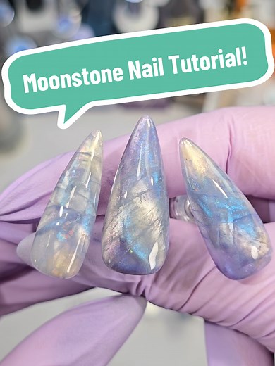 Moonstone Nail Tutorial! Here we are! Moonstone is another favorite semi-precious stone of mine! These almost did me in - there’s just SO many ways to get here! We’ve got super fine silver cat eye, ghostly aurora blue cat eye, accent magnetic gels in yellow and peachy gold tones, more accents ranging from pale teal to deep purple, a little bit of holographic transfer film, and some alcohol ink painting using the super thin wash technique from the labradorite tutorial. This nail is all about keep