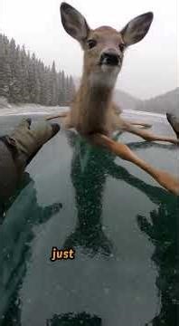 Park Ranger Rescues Baby Deer Stuck On Thin Ice ! #IceRescue #AIAnimalRescue