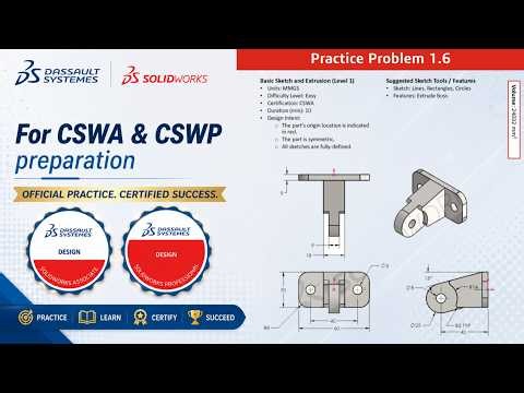 SOLIDWORKS CSWA Practice Problem 1.6 | Official Exam Preparation