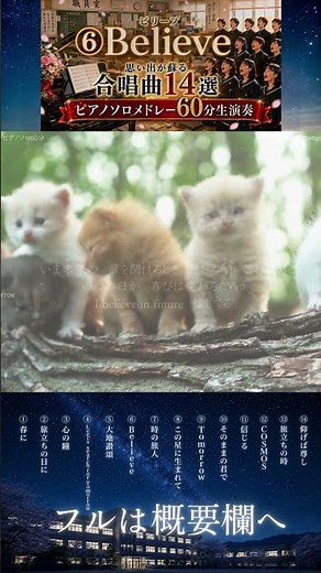 【合唱曲14選】『ピアノソロメドレー 60分生演奏 (歌詞付き)』 作業用 勉強用 睡眠用 BGM Relax Chill 小学生 中学生 高校生 音楽祭 文化祭 合唱祭 入学式 卒業式 終業式