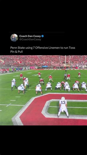 15K views · 165 reactions | Penn State using 7 Offensive Linemen to run Toss Pin & Pull | Coach Dan Casey | Facebook