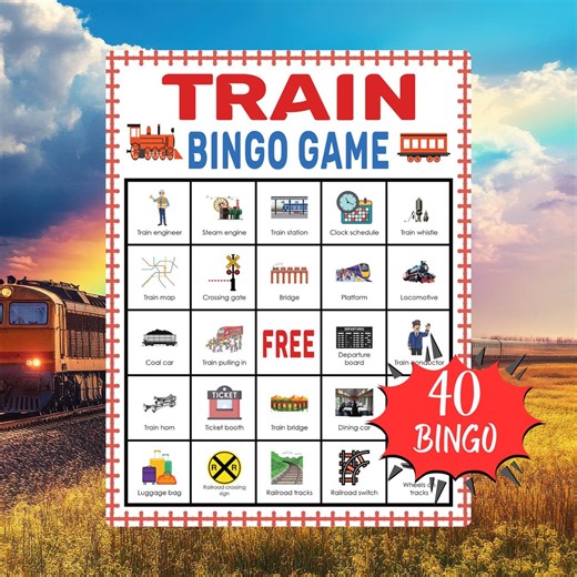 Train Bingo Game Printable Transportation Activity for Kids Classroom Travel Theme STEM Lesson and Homeschool Fun - Etsy