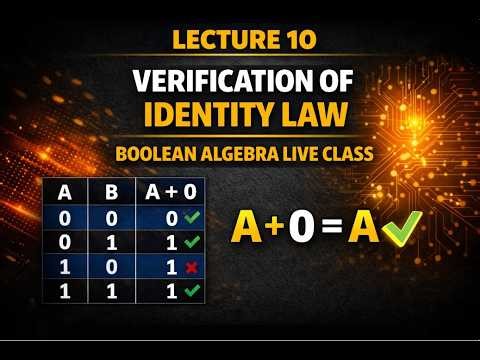 Lecture 10: Verification of Identity Law | Boolean Algebra Live Class