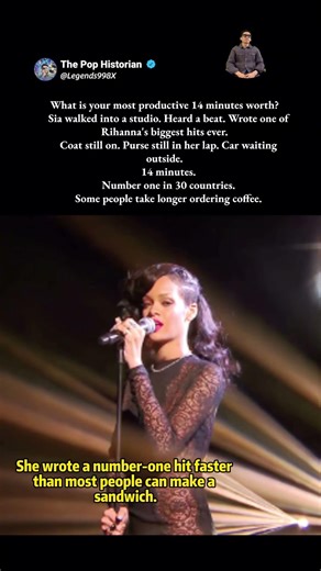 Sia wrote Rihanna's Diamonds in 14 minutes. Coat on. Car waiting. Done. #Sia #diamonds