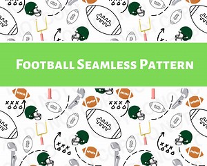 Football Seamless Design, Commercial Use, Digital Seamless Design, Football, Printed Vinyl, Printed Fabric, Print on Demand - Etsy
