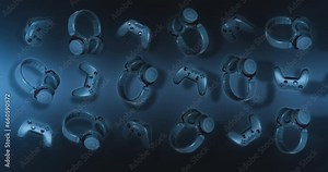 Animated background with the best accessories for gaming and streaming. Stock Video