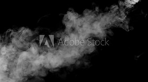 Abstract white smoke animation on a black background. Smoke, steam, explosion, fire, puff, steady vapors. Realistic smoke cloud from up and button with floating fog. Best for using in composition.