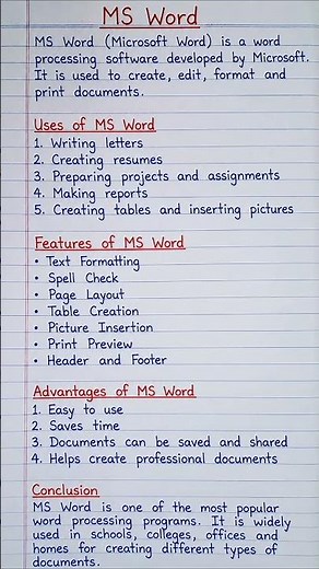 MS Word | Uses, Features, Advantages and Conclusion