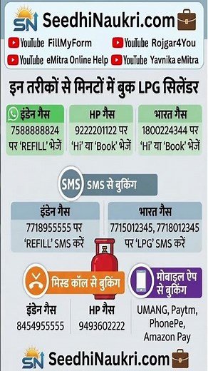 HP, Indane, Bharat Gas Booking Kaise Karein? (WhatsApp & Missed Call Methods)