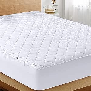Utopia Bedding Quilted Fitted Mattress Pad, California King Size, Elastic Fitted Mattress Topper Protector and Cover with Deep Pocket Stretches up to 16 Inches, Machine Washable (White)