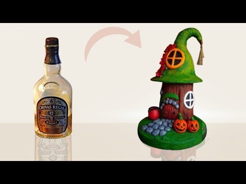 “DIY Witch House Bottle 🧙 | Upcycled Fantasy Decor with Air Dry Clay”