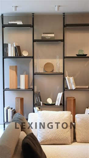 The Lexington system features wall-mounted or floor-to-ceiling uprights with modular shelves and storage units positioned at any height. Available in refined painted or warm wood finishes, it supports double-sided compositions for spatial division and architectural flexibility. #PoliformSouthIndia #ArchitecturalDesign #ModularSystems #ContemporaryLiving | Poliform South India