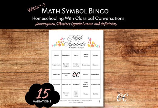 Classical Conversations Game Math Symbol Bingo Wk 1-3 Journeymen/masters Paired With CC Notation Flashcards - Etsy Australia