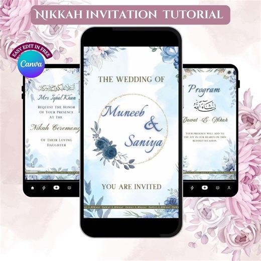 Elegant Nikah Invitation Video | Islamic Wedding Evite (canva) - Etsy Canada