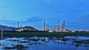 Oil and chemical factory refinery plant - Time lapse day to night