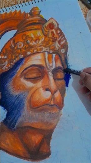 Hanuman ji oil pastel drawing #art #drawing #shorts #painting