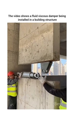 Best Engineering Videos on Instagram: "The video shows a fluid viscous damper being installed in a building structure. Fluid viscous dampers are devices designed to dissipate energy in a structure, primarily caused by dynamic forces like earthquakes and strong winds."