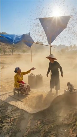 A tornado struck suddenly! Grandma's drying tent blew away!