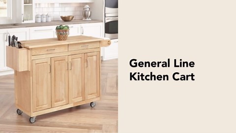 HOMESTYLES Natural Wood Kitchen Cart with Breakfast Bar 5023-95