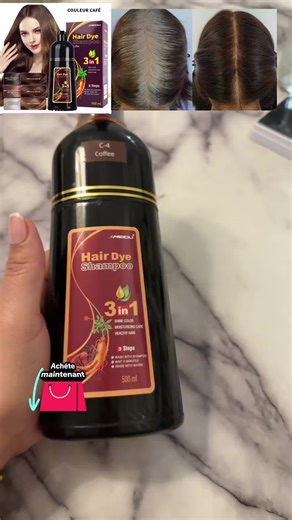 ✨ شامبو صبغة الشعر بلون القهوة – 3 في 1 حوّلي روتين العناية بشعرك إلى تجربة فاخرة مع شامبو الصبغة الذي يمنحك لونًا مذهلًا ولمعانًا ساحرًا في دقائق معدودة! Shampooing Colorant Café – 3 en 1 Obtenez une couleur café naturelle et brillante en seulement 5 minutes. Ce shampooing 3 en 1 colore, hydrate et nourrit les cheveux tout en couvrant parfaitement les cheveux blancs. #ColorationCafé #ShampooingColorant #CheveuxBrillants #CouleurNaturelle #SoinCapillaire